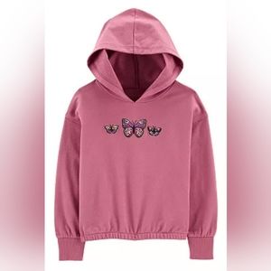 Carter's Kid Cotton French Terry Pink Hoodie with Butterflies Size 12
